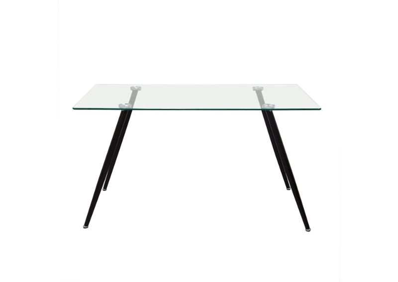 Photo 1 of *STOCK PHOTO USED FOR REFERENCE*
Rectangular Glass Top Dining Table with Black Metal Legs.