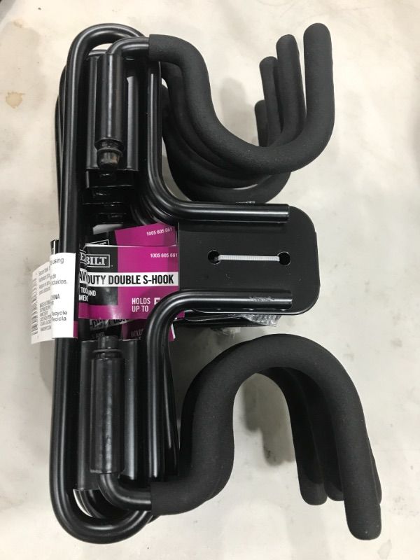 Photo 2 of 5 pack Everbilt 50 Lbs. Heavy-Duty Wall Mounted Steel Double S-Hook in Vinyl Coated Black Mounting Hardware Included.