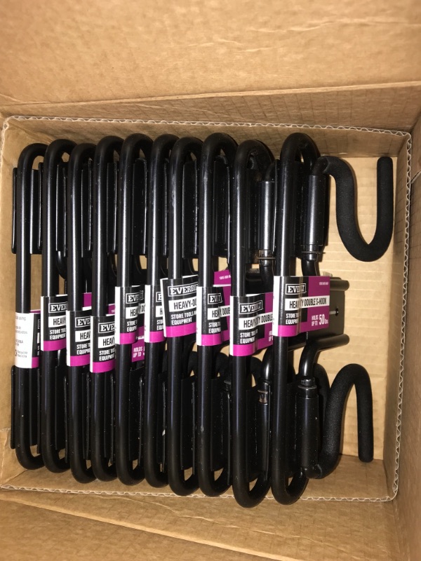 Photo 1 of 10 Pack Everbilt 50 Lbs. Heavy-Duty Wall Mounted Steel Double S-Hook in Vinyl Coated Black Mounting Hardware Included.