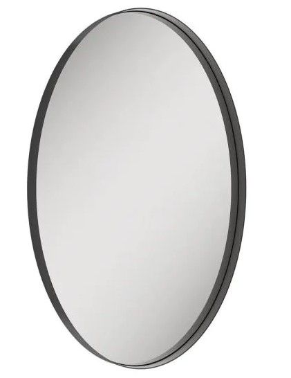 Photo 1 of 28 in. W x 18 in. H Framed Oval Bathroom Vanity Mirror
