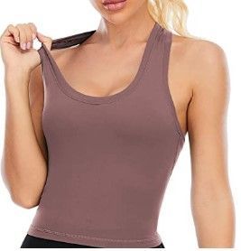 Photo 1 of FELTATY Sports Bras for Women - Seamless Comfortable Tank Style Sports Yoga Bras- PINK
