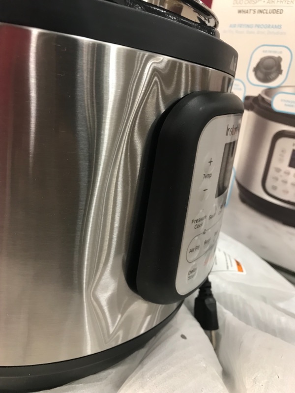 Photo 1 of Instant Pot Duo Crisp 11-in-1 Electric Pressure Cooker with Air Fryer Lid, 8 Quart Stainless Steel/Black, Air Fry, Roast, Bake, Dehydrate, Slow Cook, Rice Cooker, Steamer, Sauté
