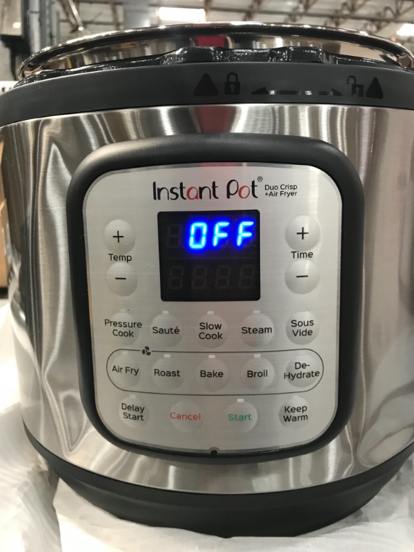Photo 1 of Instant Pot Duo Crisp 11-in-1 Electric Pressure Cooker with Air Fryer Lid, 8 Quart Stainless Steel/Black, Air Fry, Roast, Bake, Dehydrate, Slow Cook, Rice Cooker, Steamer, Sauté

