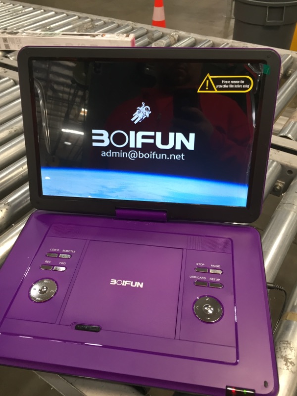 Photo 2 of BOIFUN 17.5" Portable DVD Player with 15.6" Large HD Screen, 6 Hours Rechargeable Battery, Support USB/SD Card/Sync TV and Multiple Disc Formats, High Volume Speaker, Purple
