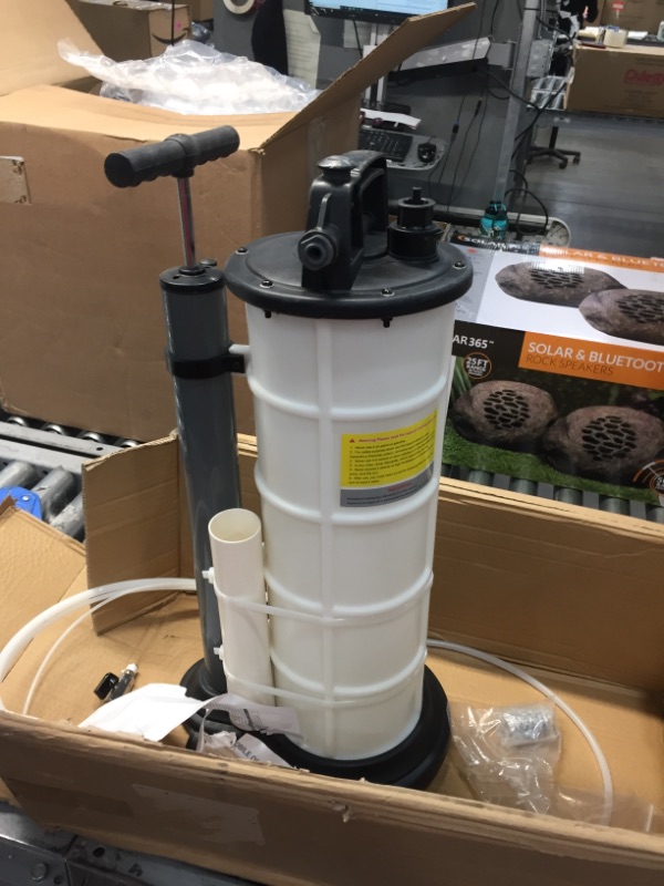 Photo 2 of  Manual Fluid Evacuator Plus with 2.3 Gallon Reservoir; Evacuates or Dispenses Fluids with Push Button; Evacuate Through the Dipstick Tube , White
