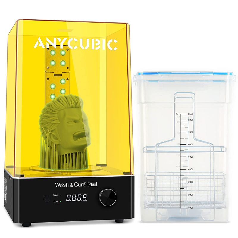 Photo 1 of ANYCUBIC Wash and Cure Plus, Largest 2 in 1 Wash Cure Machine for Mono X Large LCD SLA 3D Printer Models with L-Shaped Strip Curing Light & Rotary Curing Platform and Washing Size 192mmx 120mmx 290mm
