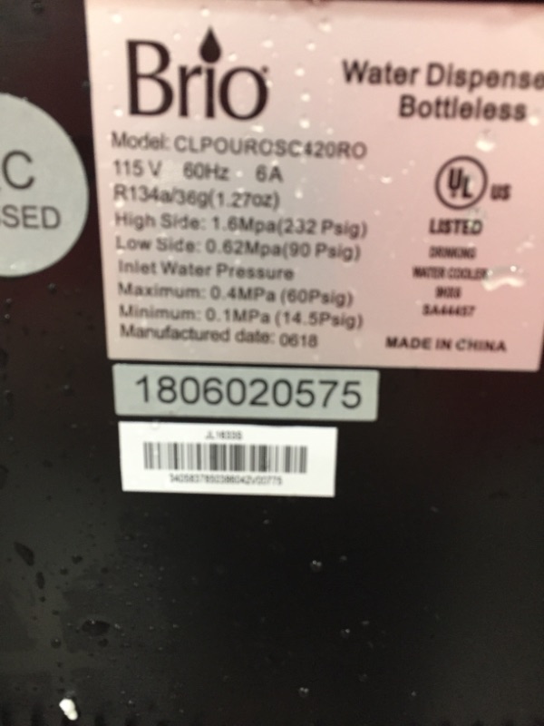 Photo 3 of Brio Self Cleaning Bottleless Water Cooler Dispenser with Filtration