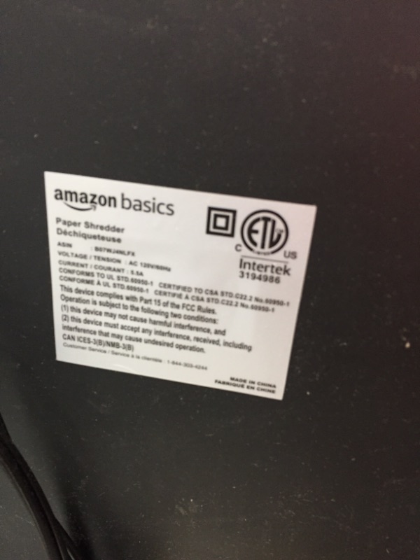 Photo 3 of ****starts to shred then stops*** **Amazon Basics 24-Sheet Cross-Cut Paper, CD and Credit Card Home Office Shredder with Pullout Basket
