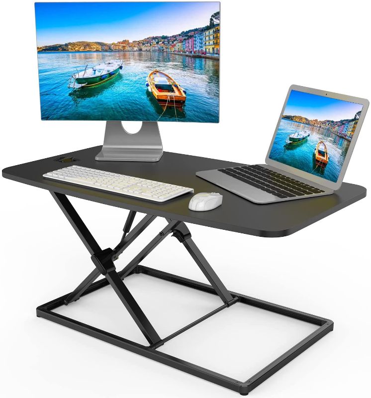 Photo 1 of Standing Desk Converter, 32 inch Stand Up Desk Riser Height Adjustable Sit Stand Home Office Desk Laptop Workstation
