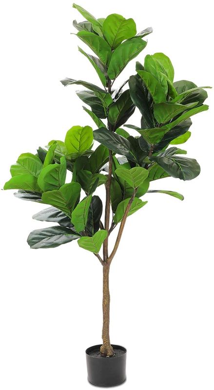 Photo 1 of  6ft Artificial Plant Fiddle Leaf Fig Tree Fake Tree in Pot Natural Faux Tree with 66 Leaves Ficus Lyrata Greenery Plant Indoor Outdoor Decor for...
