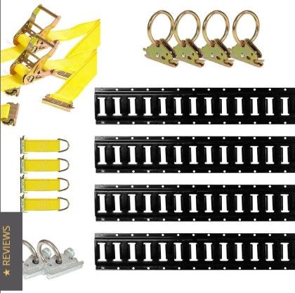 Photo 1 of 5' Black E-Track Kit - 4 Rails + Tie-Down Accessories - 16 Pcs
