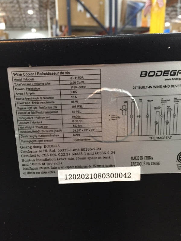 Photo 4 of //TESTED AND FUNCTIONAL, MINOR DAMAGE TO TOP WITH CRACK//
BODEGA Wine and Beverage Refrigerator,24 Inch Dual Zone Wine Cooler With Memory Temperature Control Built-In or Freestanding 2 Safety Locks Soft LED Light Quiet Operation Hold 19 Bottles and 57 Can