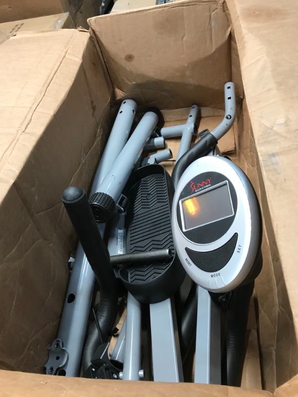 Photo 2 of //MINOR COSMETIC DAMAGE, MISSING ROTOR// 
Sunny Health & Fitness SF-E905 Elliptical Machine Cross Trainer with 8 Level Resistance and Digital Monitor , Gray, White, 28 L x 17 W x 57 H
