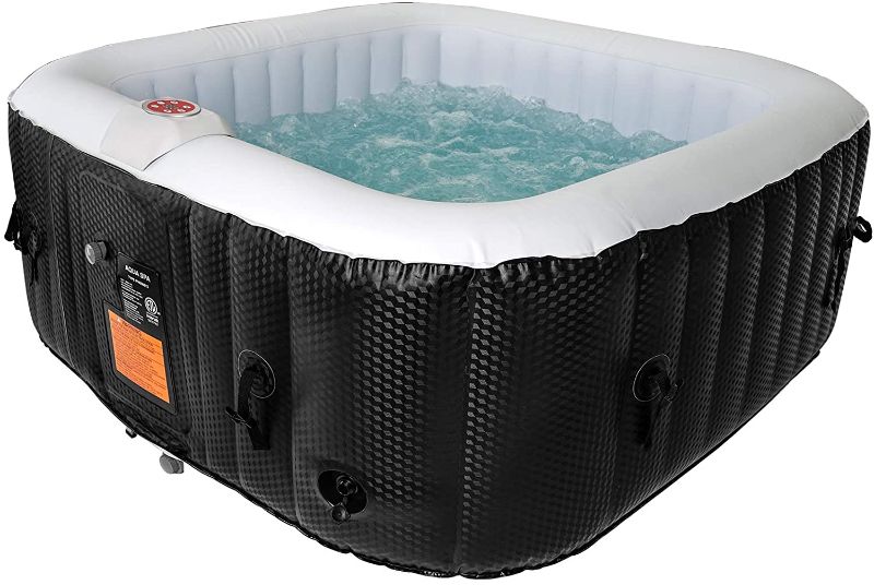 Photo 1 of #WEJOY AquaSpa Portable Hot Tub 61X61X26 Inch Air Jet Spa 2-3 Person Inflatable Square Outdoor Heated Hot Tub Spa with 120 Bubble Jets
