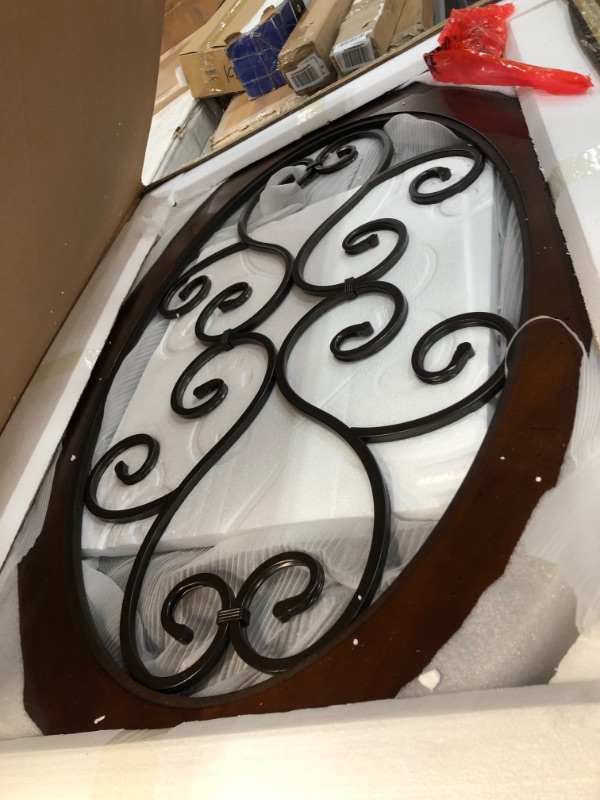 Photo 2 of Signature Design by Ashley - Nestor Traditional Glass Top Oval Coffee Table w/ Fixed Shelf, Medium Brown
