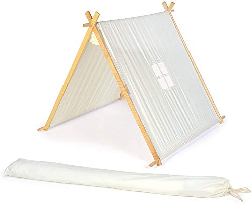 Photo 1 of 3.3' Canvas a-Frame Teepee with Carry Case - Customizable Canvas Fabric - by Trademark Innovations (White)
