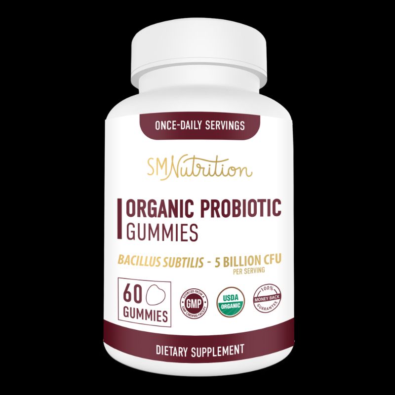 Photo 1 of **08/2022** Organic Probiotic Gummies for Adults and Kids (60 Count) - 5 Billion CFU Bacillus Subtilis Probiotics Gummies for Immune Support* & Digestion*; Strawb
