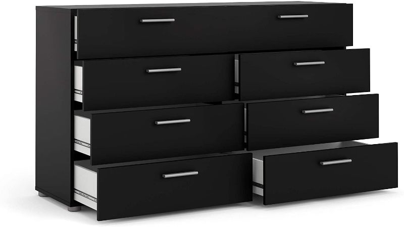 Photo 1 of **INCOMPLETE BOX 1 OF 2** Tvilum 8 Drawer Double Dresser, Black Matte
