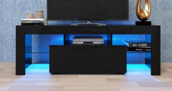 Photo 1 of 13.8 in. Black TV Stand TV Console Cabinet with LED RGB Lights Fits TV's up to 55 in.
