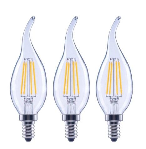 Photo 1 of 60-Watt Equivalent B11 Dimmable Flame Bent Tip Clear Glass Filament LED Vintage Edison Light Bulb Bright White (12-Pack)
