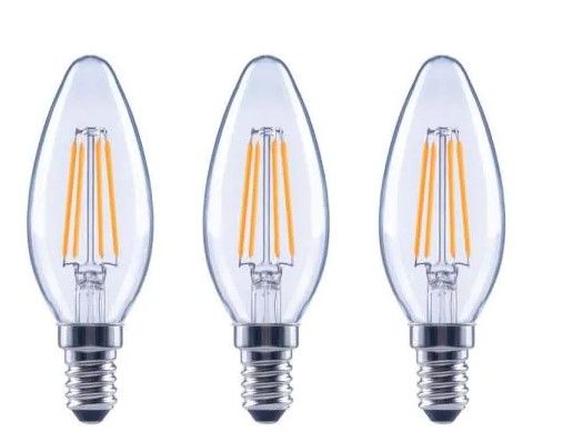 Photo 1 of 40-Watt Equivalent B11 Candle Dimmable ENERGY STAR Clear Glass Filament Vintage LED Light Bulb Daylight (3-Pack)
