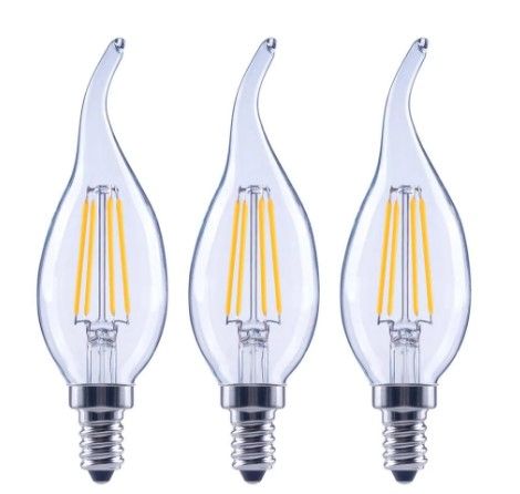 Photo 1 of 40-Watt Equivalent B11 Dimmable Flame Bent Tip Clear Glass Filament LED Vintage Edison Light Bulb Soft White (12-Pack)
