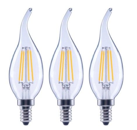 Photo 1 of 60-Watt Equivalent B11 Dimmable Flame Bent Tip Clear Glass Filament LED Vintage Edison Light Bulb Daylight (12-Pack)
