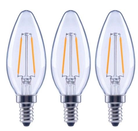 Photo 1 of 25-Watt Equivalent B11 Dimmable Blunt Tip Clear Glass Filament LED Vintage Edison Light Bulb Bright White (3-Pack)
