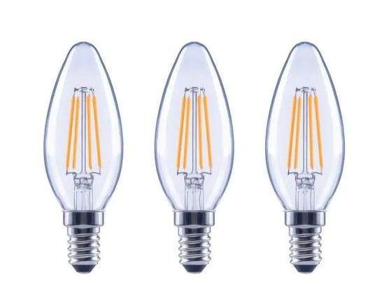 Photo 1 of 60-Watt Equivalent B11 Dimmable ENERGY STAR Clear Glass Filament LED Vintage Edison Light Bulb Daylight (12-Pack)
