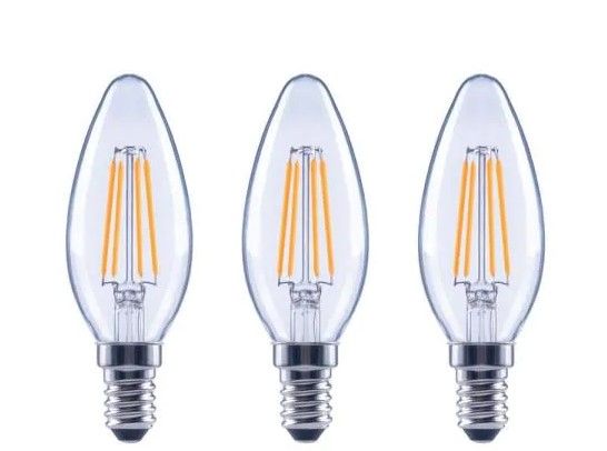 Photo 1 of 60-Watt Equivalent B11 Dimmable ENERGY STAR Clear Glass Filament LED Vintage Edison Light Bulb Soft White (12-Pack)
