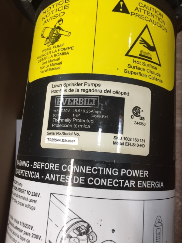 Photo 1 of 1 HP Plastic Lawn Sprinkler Pump
