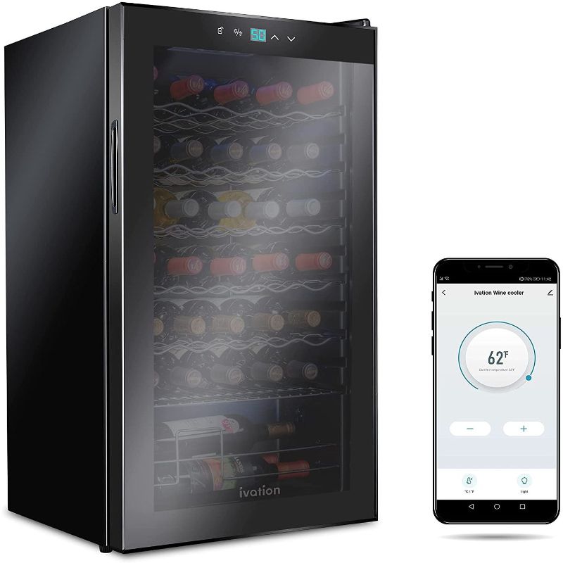 Photo 1 of Ivation 34 Bottle Compressor Wine Cooler Refrigerator with Wi-Fi - Black**READ BELOW**
