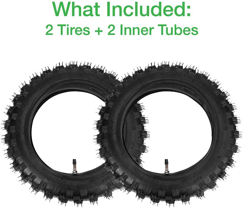 Photo 1 of (2 Set) 2.5-10" Off-Road Tire and Inner Tube Set - Dirt Bike Tire with 10-Inch Rim and 2.5/2.75-10 Dirt Bike 