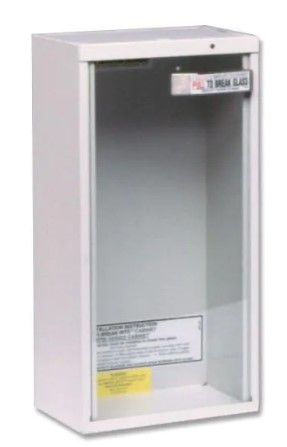 Photo 1 of 23 in. H x 6 in. W x 7.5 in. D 10 lb. Heavy-Duty Steel Surface Mount Fire Extinguisher Cabinet in White
