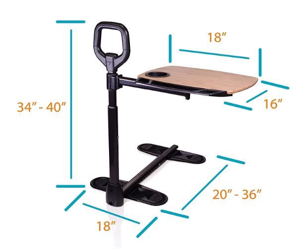 Photo 1 of *SEE last picture for damage*
*MISSING hardware*
Able Life Able Tray Table, Adjustable Bamboo Swivel TV and Laptop Table with Ergonomic Stand Assist Safety Handle, Independent Living Aid
