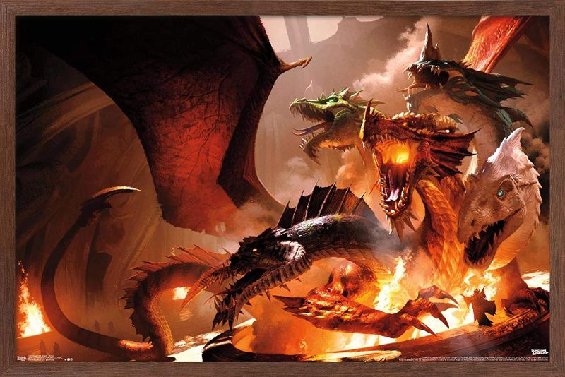 Photo 1 of *picture has a crease, SEE last picture* 
Trends International Dungeons and Dragons-TIAMAT Wall Poster, 22.375 in x 34 in, Mahogany Framed Version
