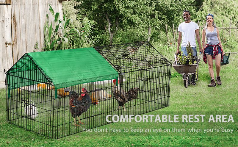 Photo 1 of 71x30'' Foldable Metal Chicken Coop Pet Cage Duck Rabbit w/ Weather Proof