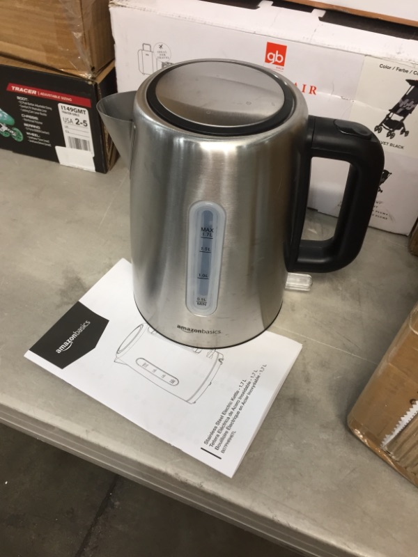 Photo 2 of *USED*
Amazon Basics Stainless Steel Fast, Portable Electric Hot Water Kettle for Tea and Coffee, 1.7-Liter, Silver
