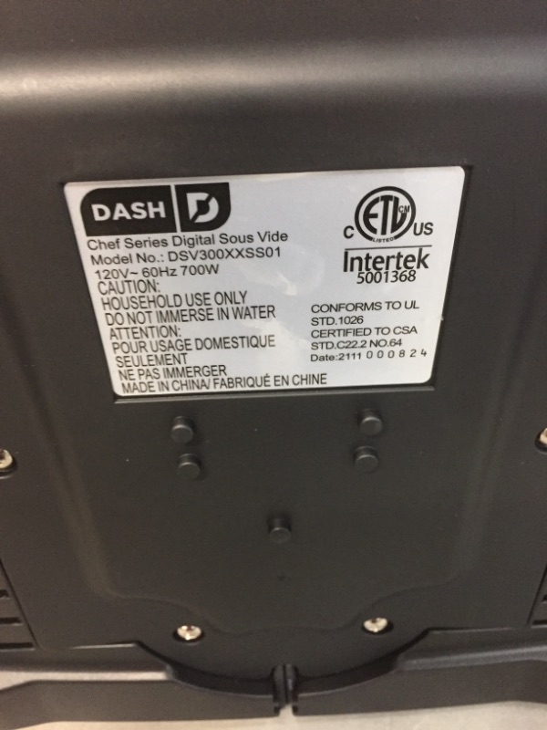 Photo 1 of *MISSING manual* 
Dash Chef Series Stainless Steel Sous Vide, Temperature Control For Steak/Poultry/Seafood/Vegetables with Automatic Timer & Vacuum Bags + Pump Included, 8.5 Quart
