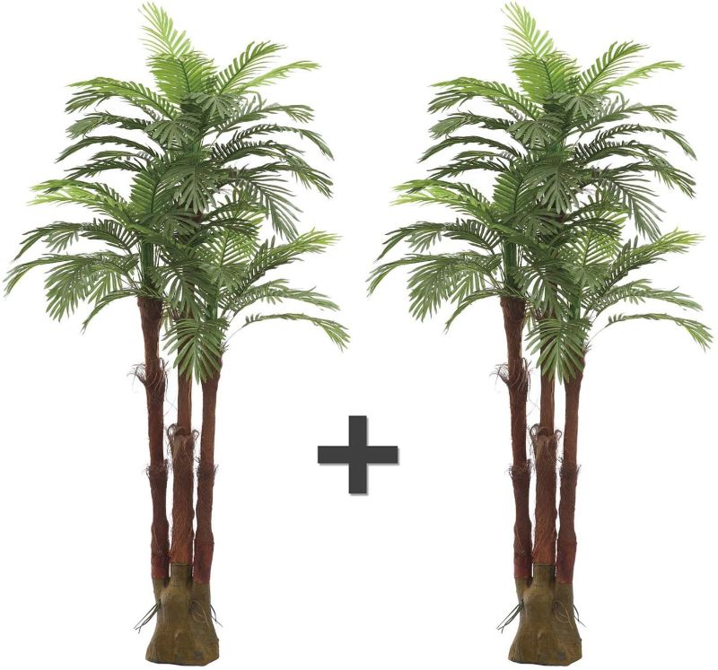 Photo 1 of *MISSING a plant, ONLY 1 in box*
AMERIQUE Pair Gorgeous 6 Feet Triple Tropical Palm Artificial Plant Tree with Standable Trunk, Real Touch Technology, with UV Protection, Green, 2
