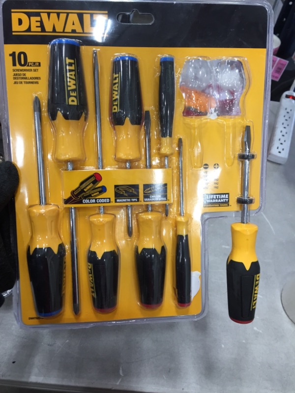 Photo 2 of *MISSING 2 pieces* 
DEWALT Screwdriver Set, 10 Piece (DWHT62513) , Yellow
