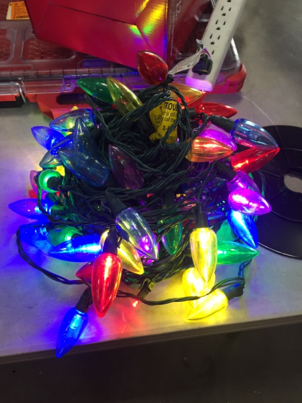 Photo 2 of *a couple lights are out*
Home Accents Holiday 66ft. 100-Light C9 Transparent Multi Color LED Ultra Bright String Light Set