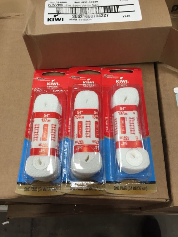 Photo 1 of KIWI Sport Flat Laces White 54'', 12 pk (3 units per box)