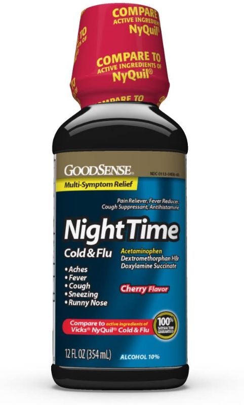 Photo 1 of *EXPIRES Dec 2022*
GoodSense Nighttime Cold and Flu Relief, Cherry Flavor, Cold and Flu Liquid, 12 Fl Oz (Pack of 5)
