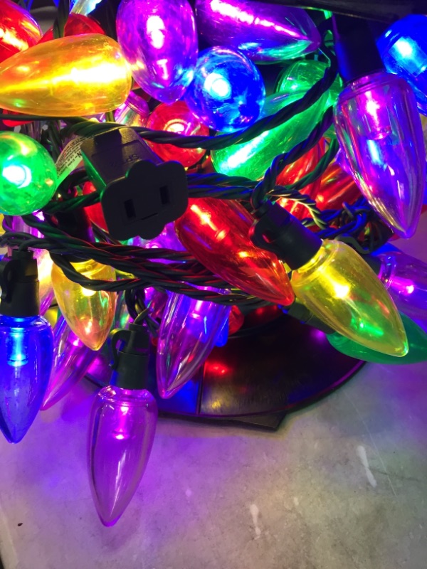 Photo 1 of Home Accents Holiday 66ft. 100-Light C9 Transparent Multi Color LED Ultra Bright String Light Set
