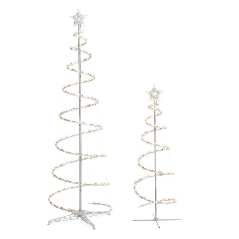 Photo 1 of Home Accents Holiday 2-Piece LED Outdoor Spiral Christmas Tree Set
