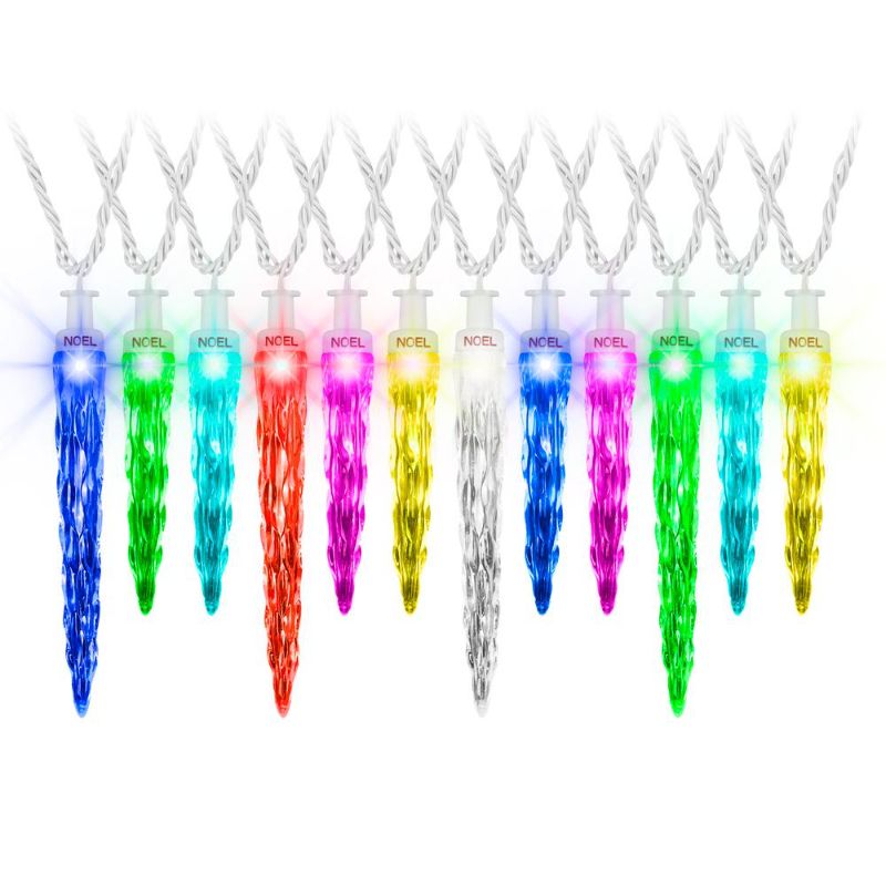 Photo 1 of LightShow 23 Ft. ColorMotion 24-Light Multi Color Deluxe Christmas Icicle LED String Light
