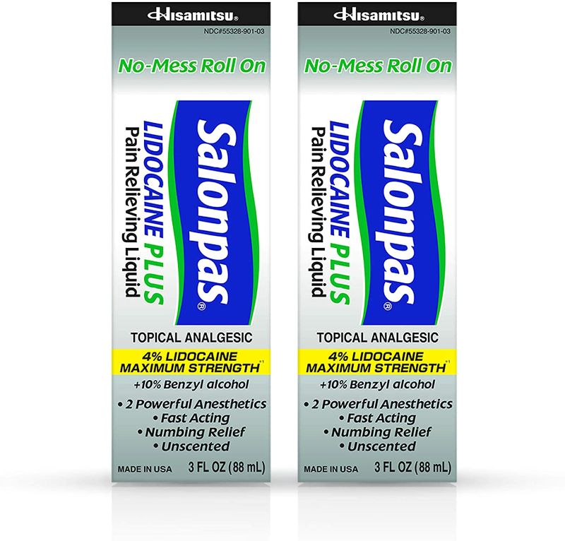 Photo 1 of *EXPIRES Jan 2022*
Salonpas LIDOCAINE PLUS 3 oz ROLL ON Pain Relieving Liquid! Maximum Strength 4% Lidocaine (2 PACK)
