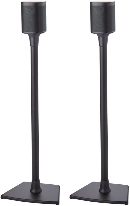 Photo 1 of *speakers NOT included* 
Sanus Wireless Sonos Speaker Stand for Sonos One, Play:1, Play:3 - Audio-Enhancing Design with Built-in Cable Management - Pair (Black) - WSS22-B1

