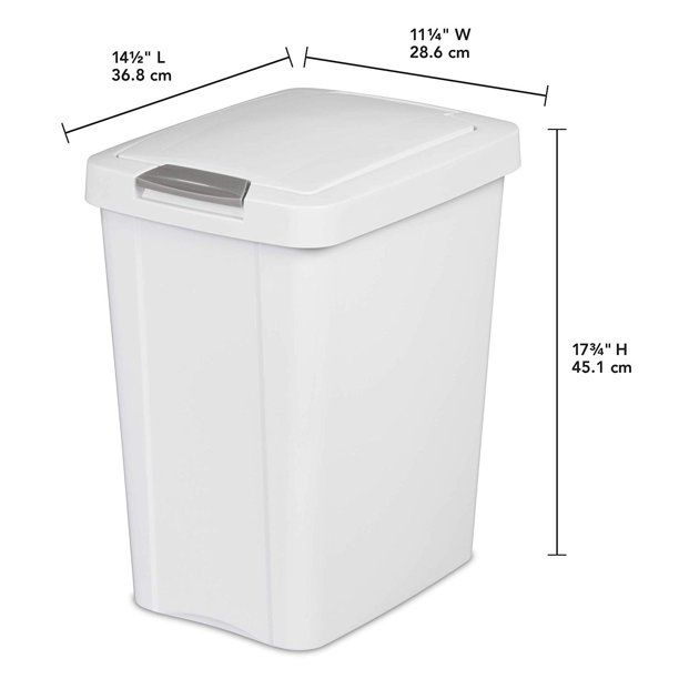 Photo 1 of *MISSING 1 lid and 1 can*
Sterilite 7.5 Gallon TouchTop Wastebasket with Titanium Latch, White (4 Pack)
